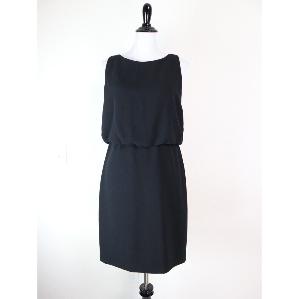 Trina Turk Size 6 Silver Sequin Back Blouson Dress Sleeveless Black - Picture 2 of 12